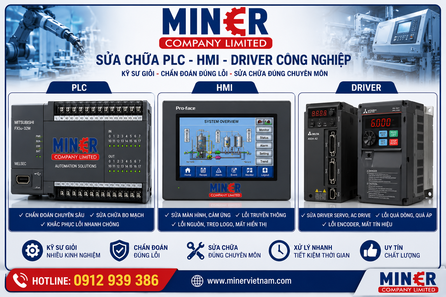Sửa chữa PLC, HMI, Driver công nghiệp title=
